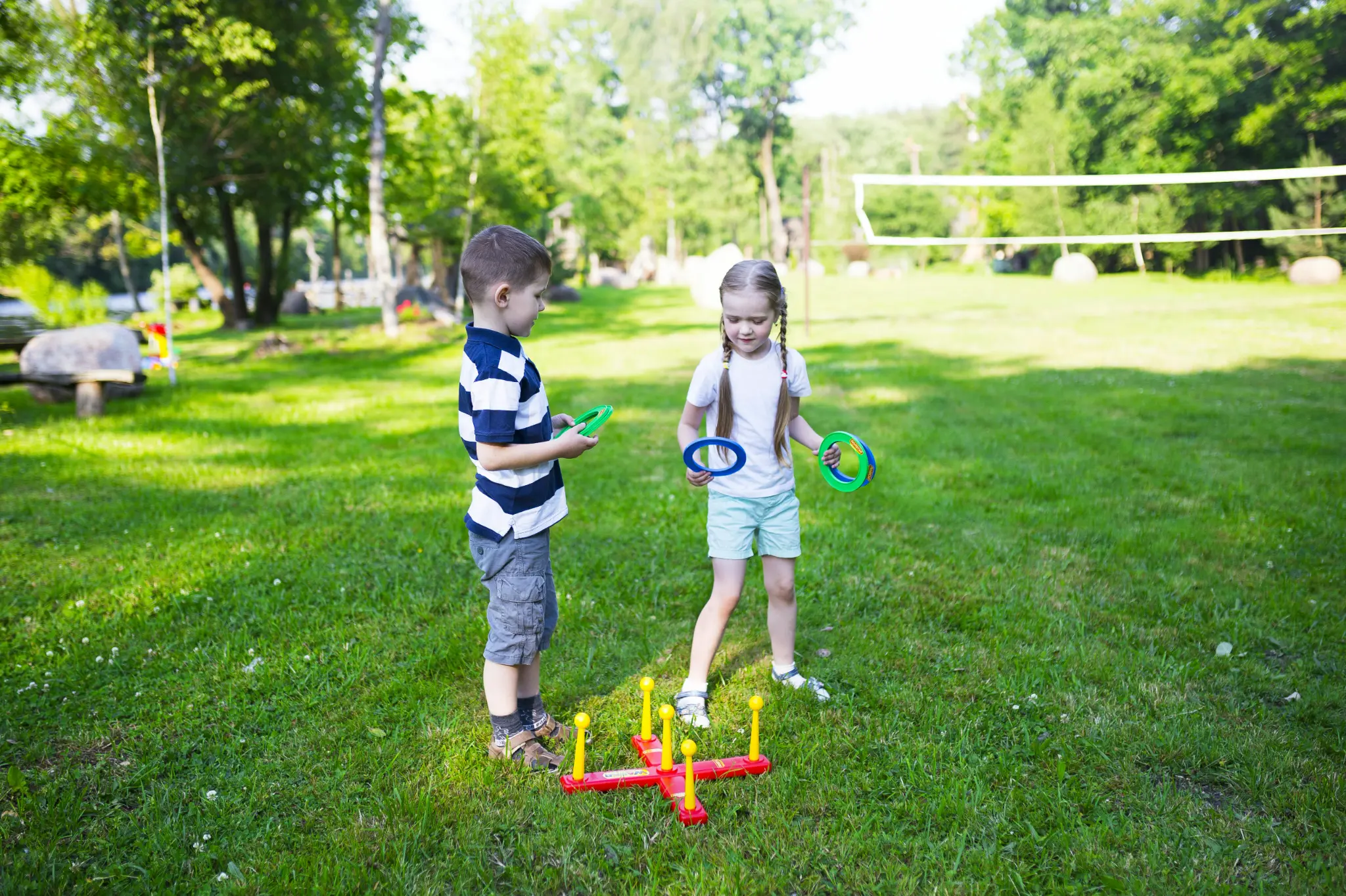 Kids playing ring toss
